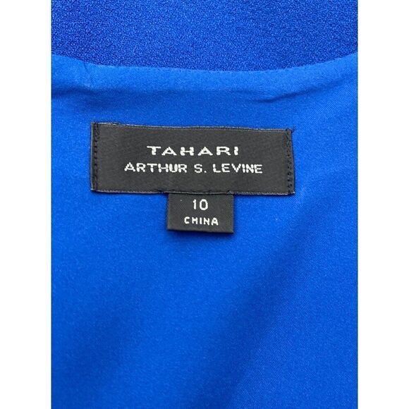 Tahari ASL Women Blue Square Neckline Front Ruched Sheath Dress Size 10 - Picture 9 of 10